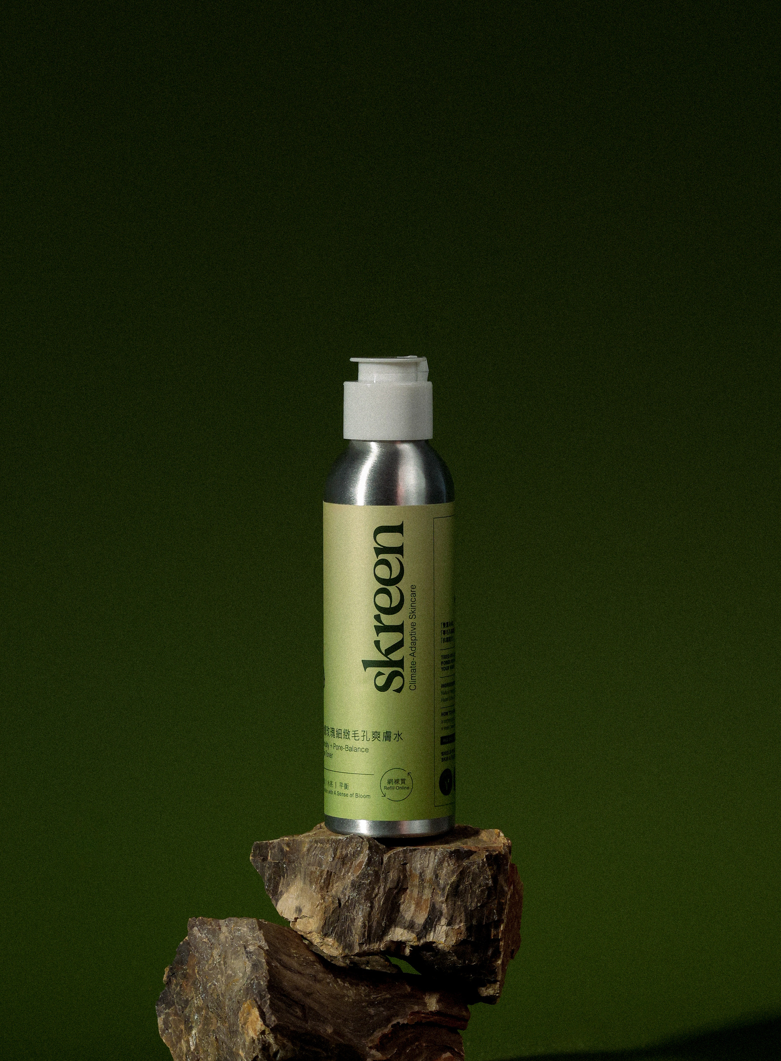 Skreen Humidity + Pore-Balance Rose Toner in reusable aluminum bottle – hydrating facial toner with rose for balanced skin